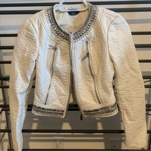 Bebe White Jacket with Embellished Collar Size XSP
